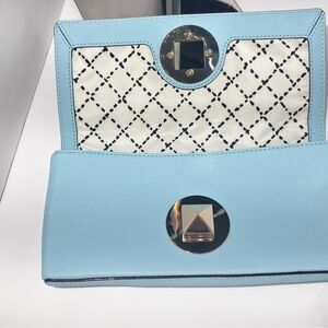 Kate Spade Light Blue Clutch with Patterned Interior